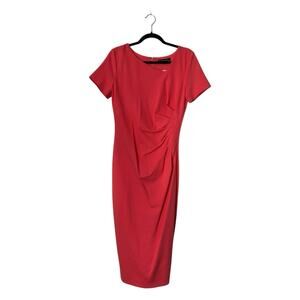 Brooks Brothers Dress Size 8 Pink Short Sleeve Fine Twill Crepe Ruched Shift